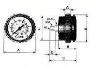 Manometer, Doppelanzeige (MPa, bar), Paneleinbau KP